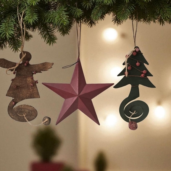 Vintage Other - Vintage Rustic Christmas Ornament Set of 3 – Star, Tree & Angel 🎄✨